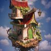 Fantasy Flying House Diamond Painting