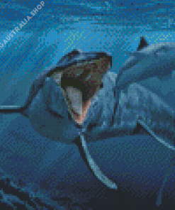 Mosasaurus Attacking Shark Art Diamond Painting