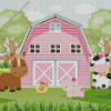 Pink Barn Animals Art Diamond Painting