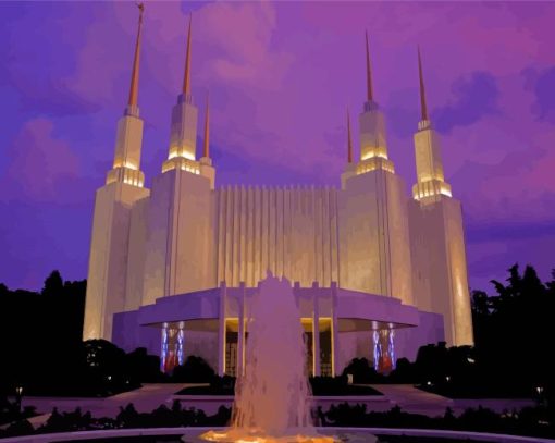 Washington DC Temple Sunset Diamond Painting