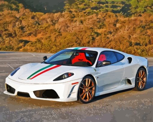 White Ferrari Scuderia Diamond Painting