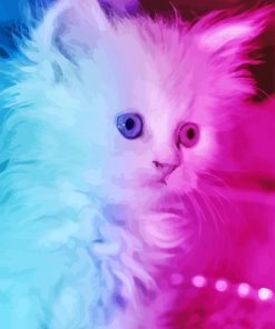 Blue Pink Cat Diamond Painting