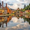 Cesky Krumlov Buildings Reflection Diamond Painting