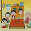 Chibi Maruko Chan Family Diamond Painting