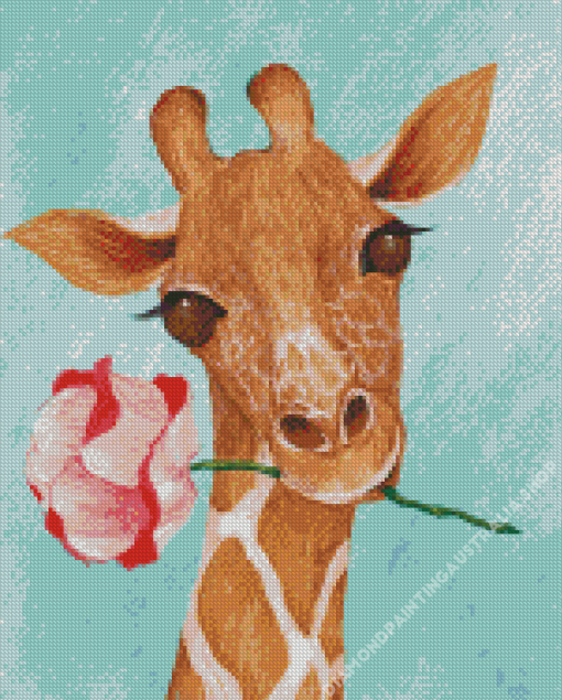 Giraffe With Flower Diamond Painting