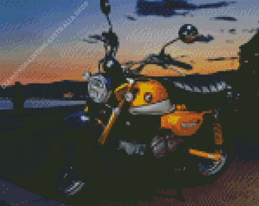 Yellow 125 Honda Motorcycle Diamond Painting