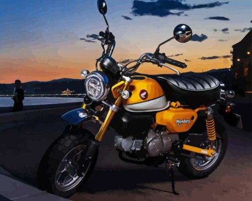 Yellow 125 Honda Motorcycle Diamond Painting