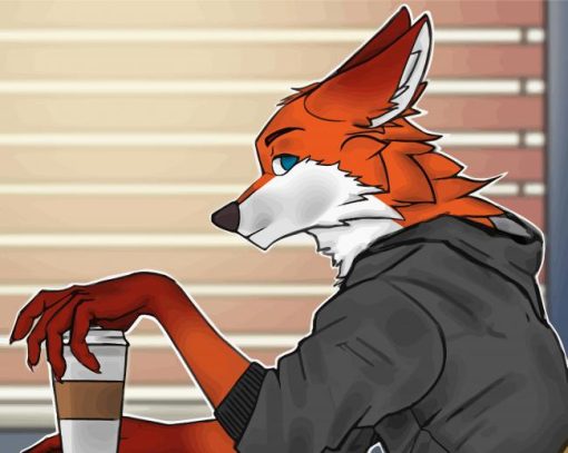 Fox with coffee Diamond Paintings