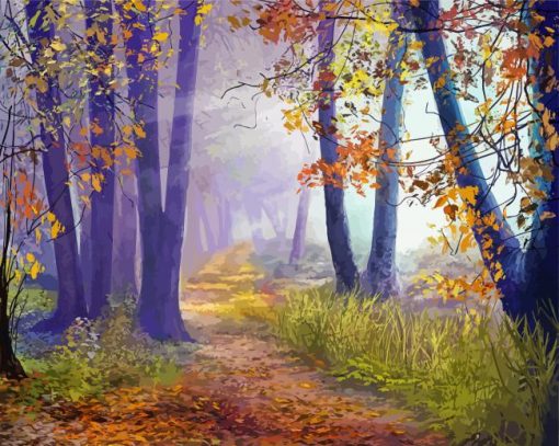 Foggy forest path Diamond Paintings