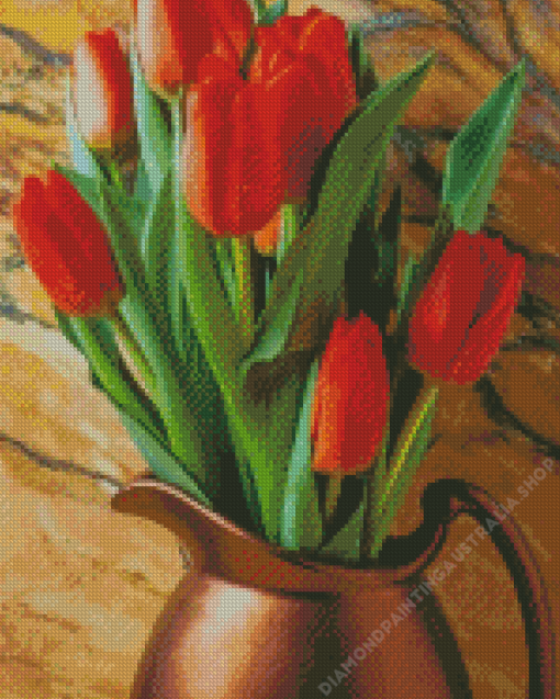 Red tulips photography Diamond Paintings