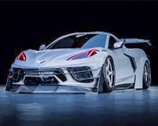 White Chevy corvette stingray Car Diamond Paintings