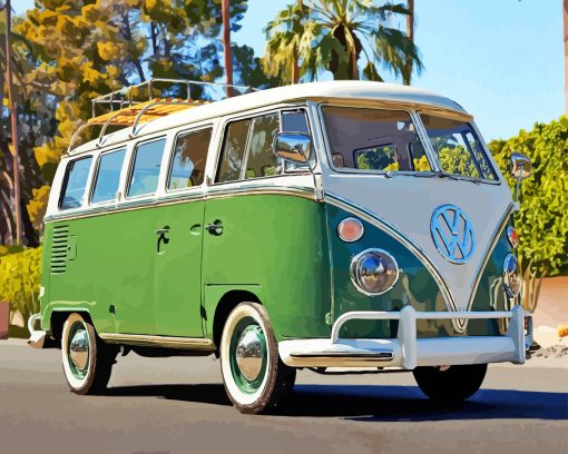 green Volkswagen microbus Diamond Paints