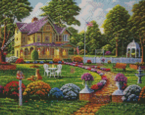 Colonial House Garden Diamond Painting