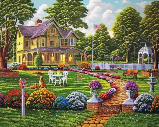 Colonial House Garden Diamond Painting