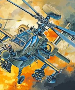 Apache Helicopter Art Diamond Painting