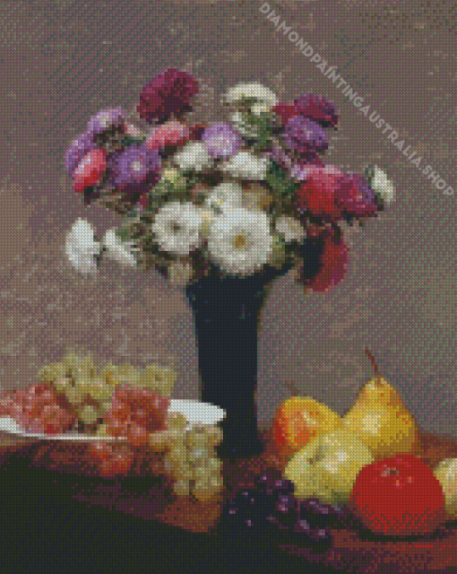 Asters and Fruit on a Table Diamond Painting