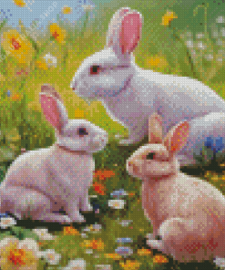 Baby Bunnies And Mother Diamond Painting