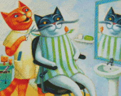 Barber Cat Diamond Painting