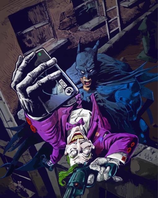 Batman And Joker Taking Selfie Diamond Painting