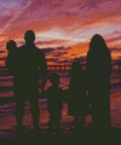 Beach Silhouette Family Diamond Painting