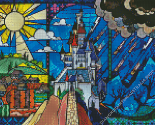 Beauty And The Beast Castle Glass Diamond Painting