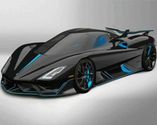 Black And Blue Ssc Tuatara Car Diamond Painting