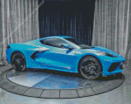 Blue Corvette Stingray Sport Car Diamond Painting