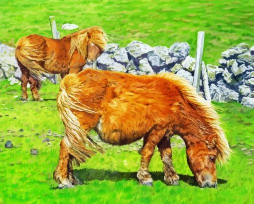 Brown Shetland Ponies Diamond Painting