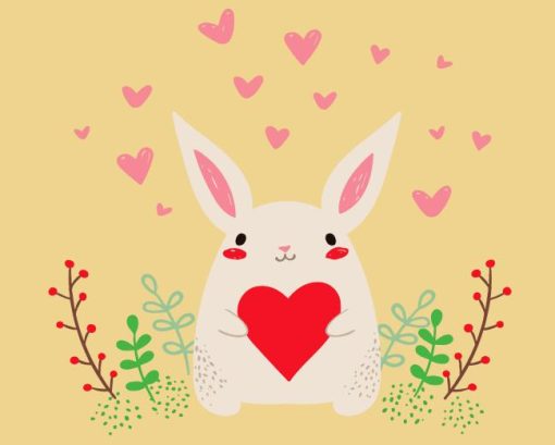 Bunny And Red Heart Diamond Painting