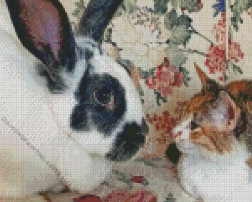 Bunny With Cat Diamond Painting