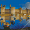 Caernarfon Castle and Boats Diamond Painting