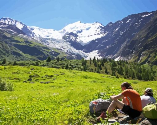 Camping in Alpine Meadows Diamond Painting