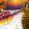 Cat And Squirrel In Snow Diamond Painting