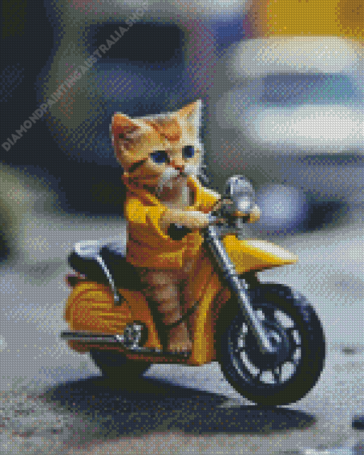 Cat On Motorcycle Diamond Painting