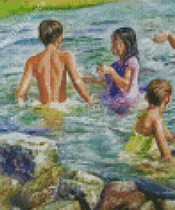 Children Bathing Diamond Painting