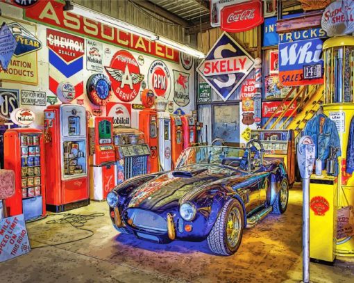 Classic Car Garage Diamond Painting