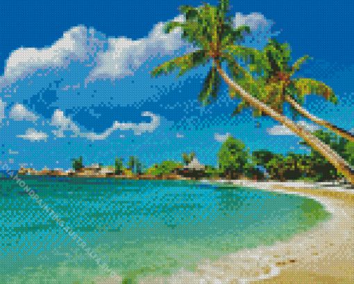 Coconut Tree On Beach Diamond Painting