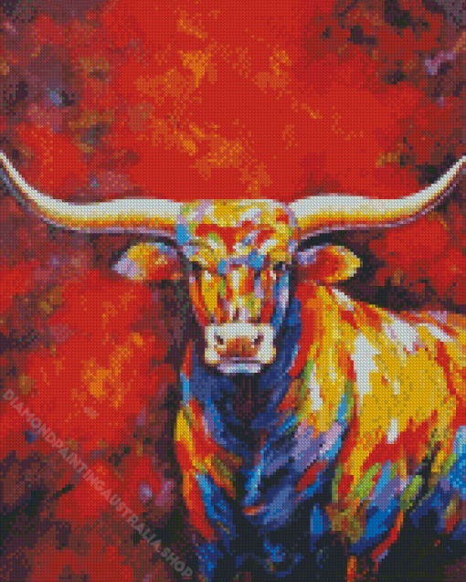 Colorful Longhorn Cow Diamond Painting