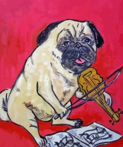 Dog with Violin Diamond Painting