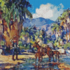 Donkeys At Watering Hole By Reed Diamond Painting