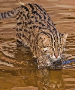 Fishing Cat In Water Diamond Painting