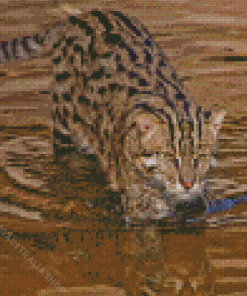 Fishing Cat In Water Diamond Painting