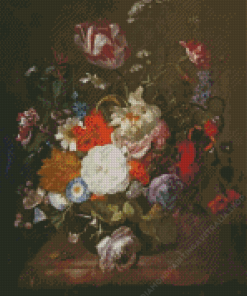 Flowers in a Glass Vase With insects Diamond Painting