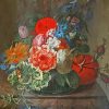 Flowers in a Glass Vase on a Marble Ledge Diamond Painting