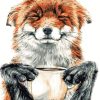 Fox With Coffee Art Diamond Painting