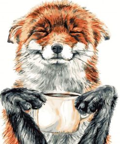 Fox With Coffee Art Diamond Painting