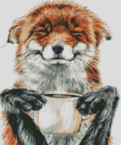 Fox With Coffee Art Diamond Painting