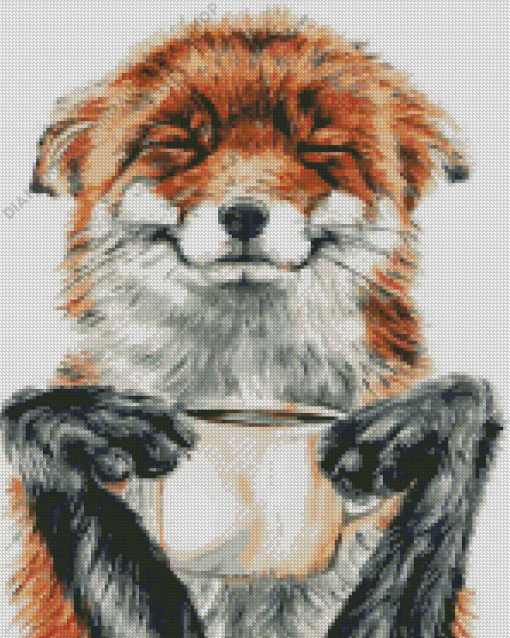 Fox With Coffee Art Diamond Painting