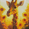 Giraffe And Sunflower Diamond Painting