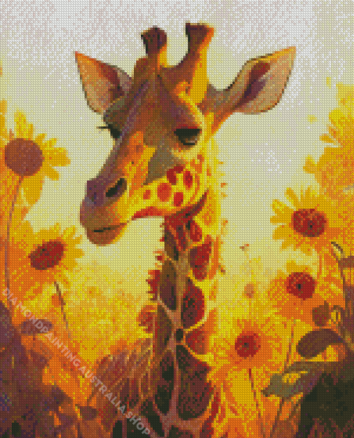 Giraffe And Sunflower Diamond Painting